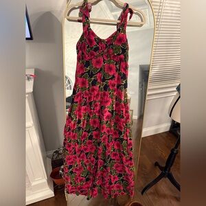 Vintage Madison Wells Floral Jumpsuit  with Pink and Green Pattern